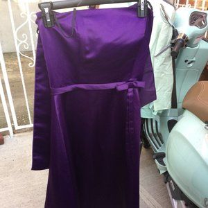 Purple Tube Cocktail Prom Dress w/ Satin Sash